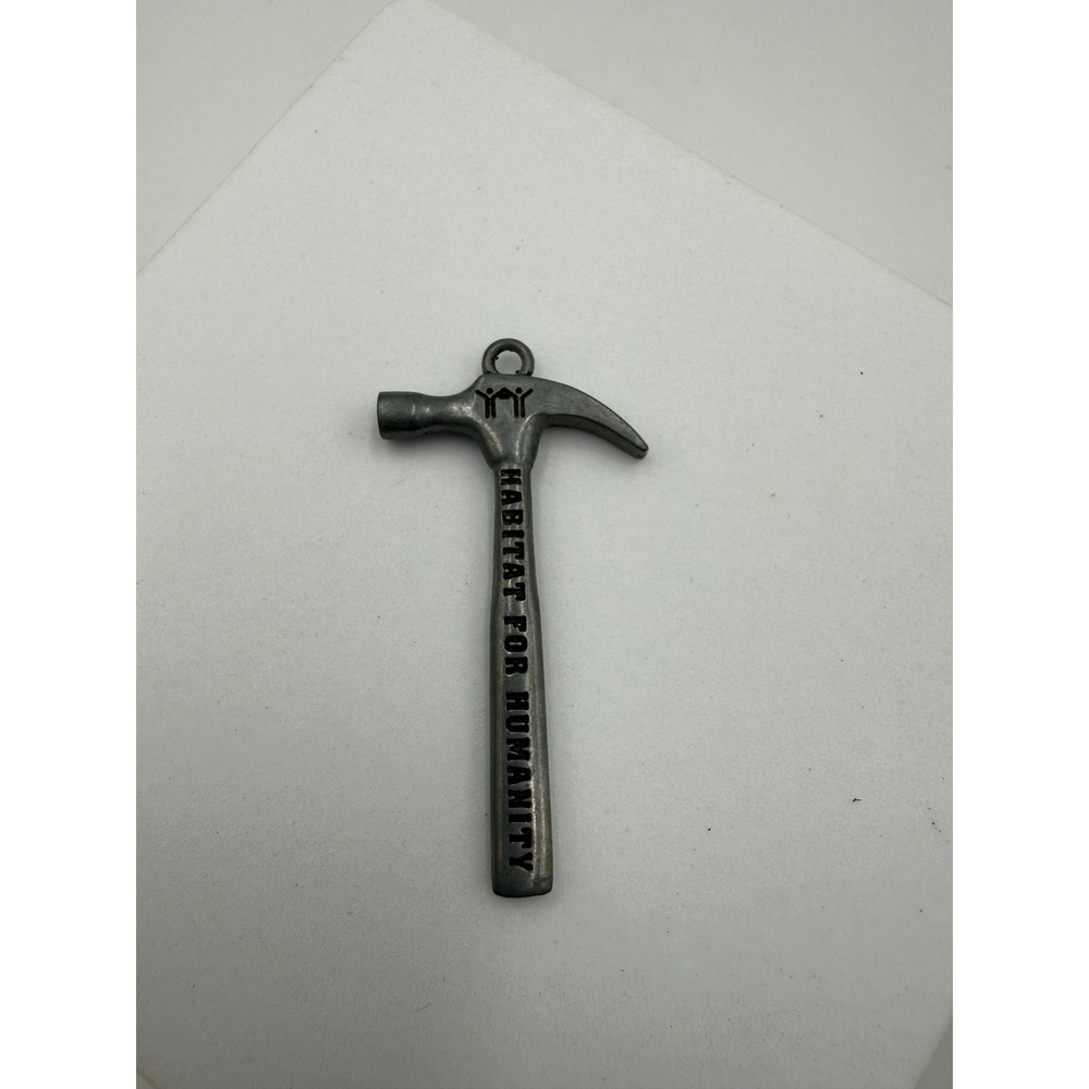 Habitat For Humanity Hammer Charm Silver Tone Metal Keychain Pendant Volunteer